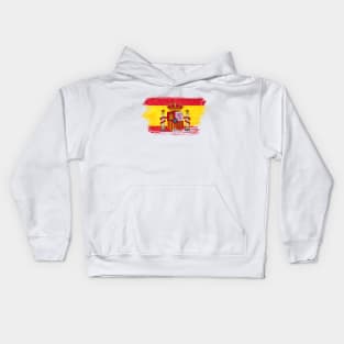 Spain flag - grunge brick stone Kids Hoodie